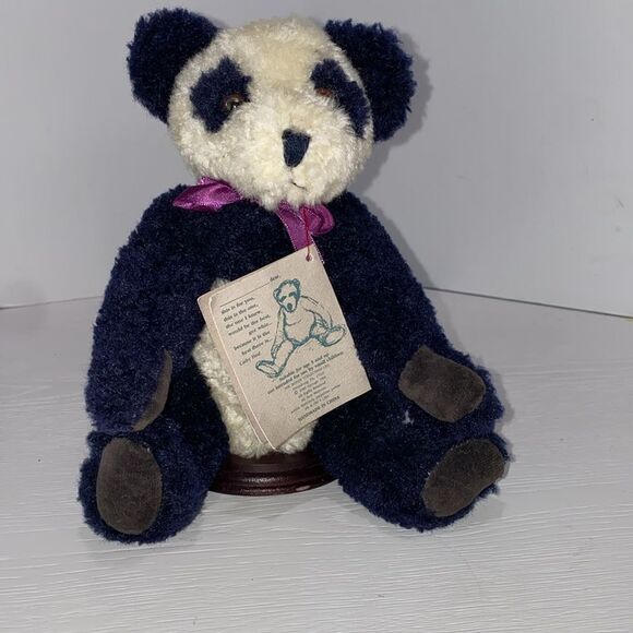 Vintage Boyds Bear Ogden Jointed Plush Panda Bear with Purple Bow 1985-1996 - Picture 13 of 13